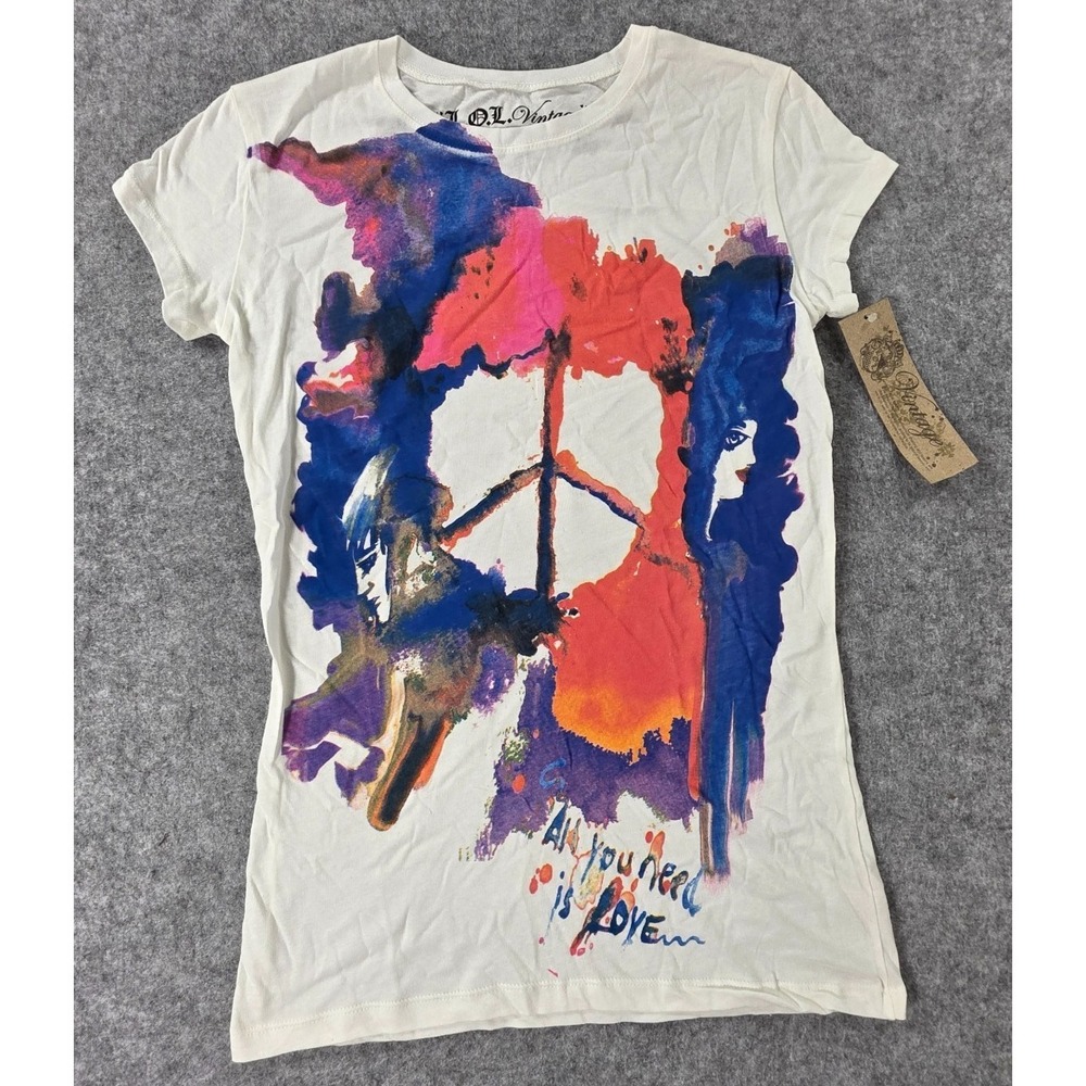 L.O.L. Vintage Peace Sign Graphic Shirt Size Med Y2K Watercolor Love Y2K Top